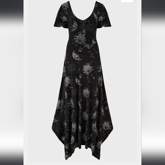 Killstar Black and White Cosmic Maxi Dress - Picture 2 of 8